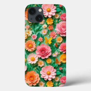 Case-Mate iPhone Case Fleurs en papier colorées et papillons