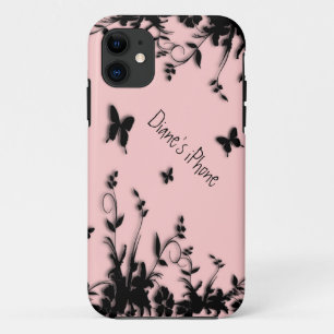 Coque iPhone 11 Fleurs en papillons rose personnelle iPhone 5 Coqu
