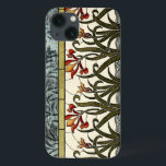 Etui iPhone 13 Fleurs en verre souillé avec la frontière bronzage<br><div class="desc">Un beau morceau en verre souillé,  elle comporte l'horticulture hors de l'eau stylisée au fond et un résumé de feuille au dessus. Un achat merveilleusement bel qui ferait un cadeau extraordinaire !</div>