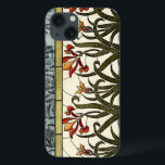 iPhone 13 Case Fleurs en verre souillé avec la frontière bronzage<br><div class="desc">Un beau morceau en verre souillé,  elle comporte l'horticulture hors de l'eau stylisée au fond et un résumé de feuille au dessus. Un achat merveilleusement bel qui ferait un cadeau extraordinaire !</div>