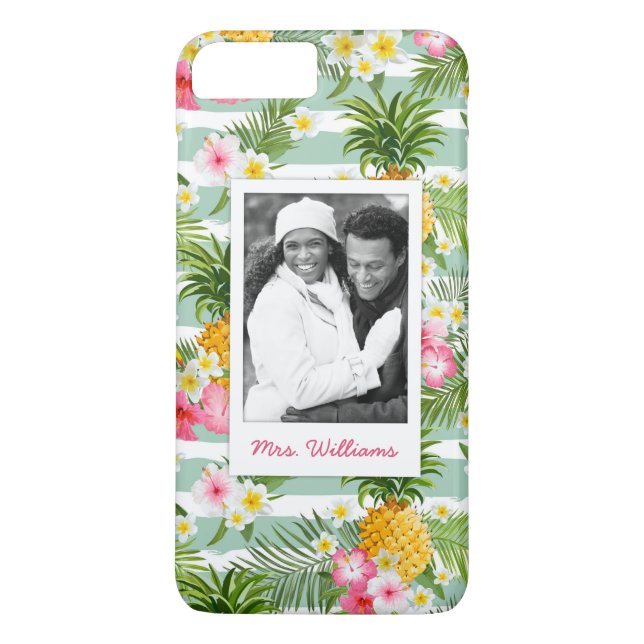 Coques Case-Mate iPhone Fleurs et ananas| Ajouter votre photo et votre nom (Dos)