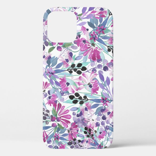 Coques Case-Mate iPhone Fleurs et baies pourpres : Aquarelle (Verso)