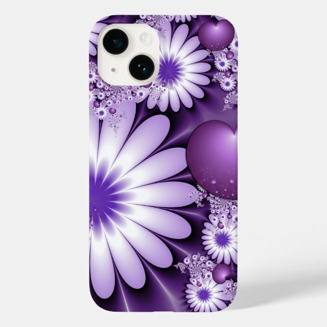 Coques Case-Mate iPhone Fleurs et cœurs abstraits de l'amour fractal (Verso)