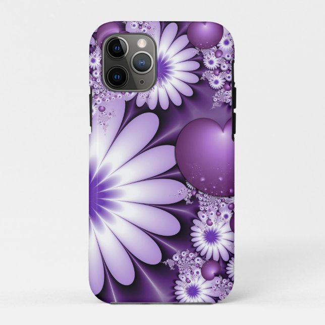 Coques Case-Mate iPhone Fleurs et cœurs abstraits de l'amour fractal (Dos)