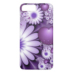 Coque iPhone 8 Plus/7 Plus Fleurs et cœurs abstraits de l'amour fractal