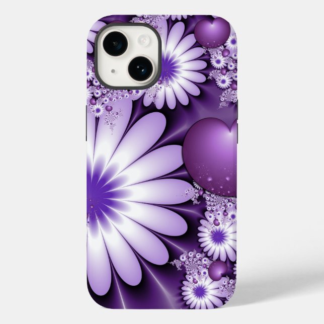 Coques Case-Mate iPhone Fleurs et cœurs abstraits de l'amour fractal (Verso)