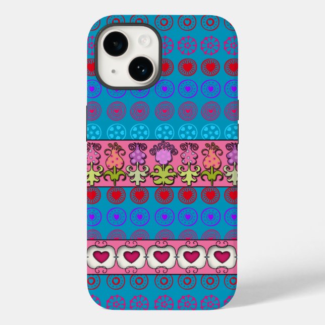 Coques Case-Mate iPhone Fleurs et Coeurs funky (Verso)