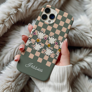 Coque Case-Mate iPhone Fleurs et Damier de Fantômes Effrayants