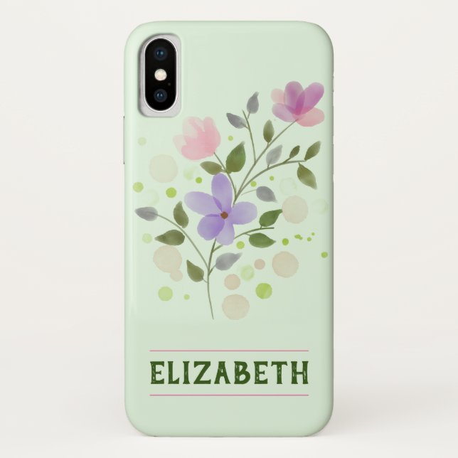 Coques Case-Mate iPhone Fleurs et nom personnalisé Elizabeth (Dos)