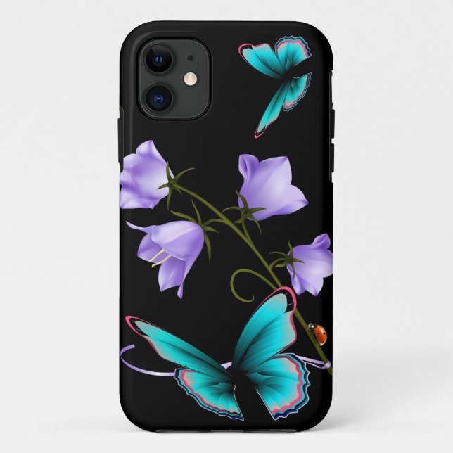 Coques Case-Mate iPhone Fleurs et papillons Art déco (Dos)