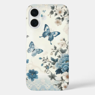 Coque Pour iPhone 16 Fleurs et papillons Chinoiserie
