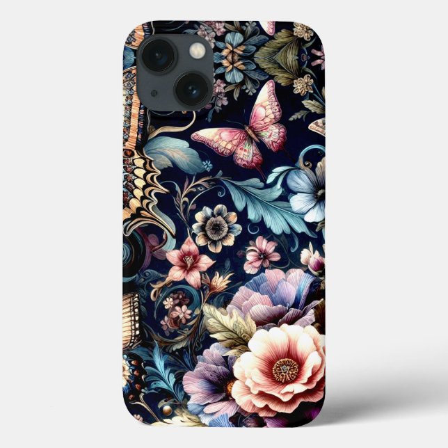 Coques Case-Mate iPhone Fleurs et papillons de printemps antiques (Verso)