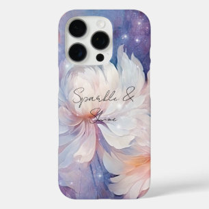 Coque iPhone 16 Pro Fleurs étincelantes blanches