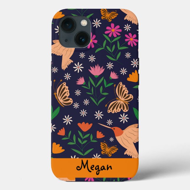 Coques Case-Mate iPhone Fleurs Fantaisistes avec Noms Personnalisés et Col (Verso)