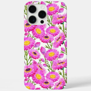 Coque iPhone 16 Pro Max Fleurs florales de marguerites en papier rose