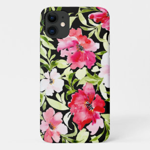 Case-Mate iPhone Case Fleurs florales rouges luxuriantes et roses feuill