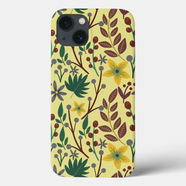 Coques Case-Mate iPhone Fleurs florales sans coutures motifs, feuilles, br (Verso)