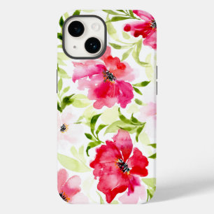 Coque Case-Mate iPhone Fleurs florales tropicales rouges roses vertes feu