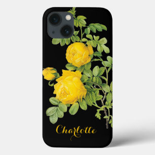 iPhone 13 Coque Fleurs florales vintages, Roses jaunes de Redoute