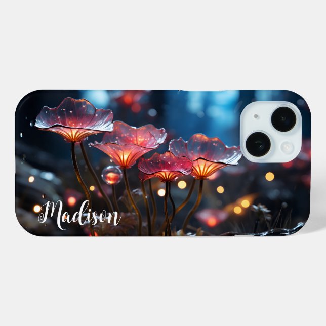 Coques Case-Mate iPhone Fleurs fluorescentes orange translucides - (Verso (horizontal))