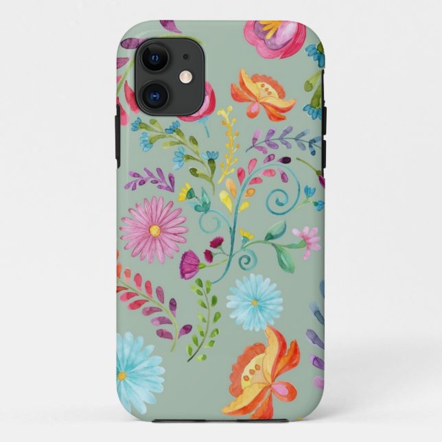 Coques Case-Mate iPhone Fleurs folkloriques aquarelles - personnalisables (Dos)