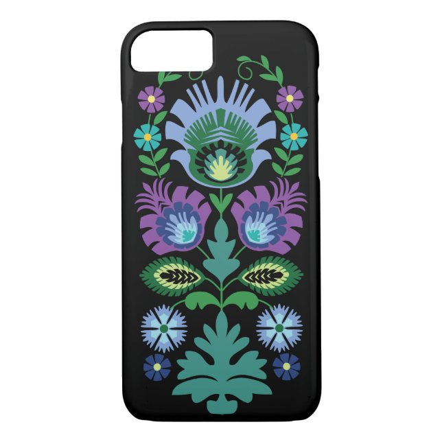 Coques Case-Mate iPhone Fleurs folkloriques polonaises bleu clair (Dos)