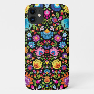 Case-Mate iPhone Case Fleurs folkloriques Wycinanki noir