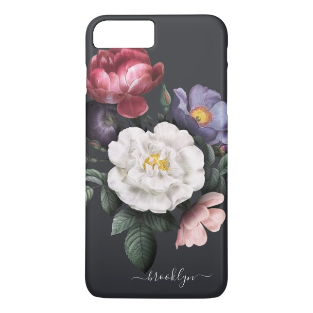 Coques Case-Mate iPhone Fleurs foncées sur fond noir | Signature (Dos)
