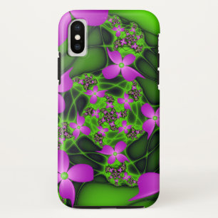 Case-Mate iPhone Case Fleurs fractales abstraites modernes rose vert néo