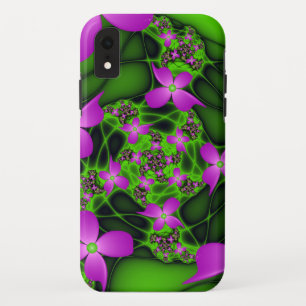 Case-Mate iPhone Case Fleurs fractales néon rose vert moderne abstrait