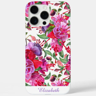 Coque iPhone 16 Pro Max Fleurs Fuchsia personnalisées