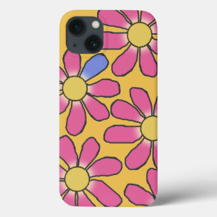 Etui iPhone 13 Fleurs graphiques rose doux sur n'importe quelle c