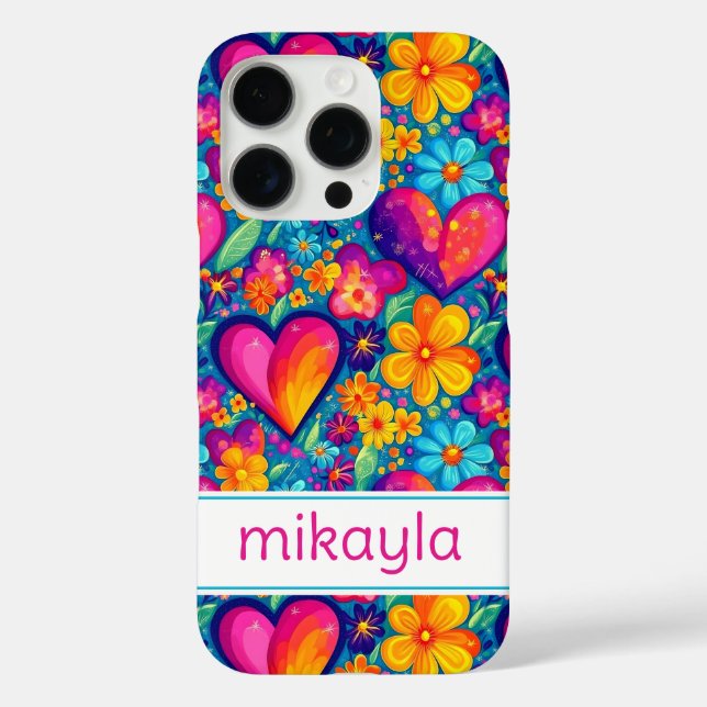 Coques Case-Mate iPhone Fleurs Hippies Groovy Rétro Cœurs Personnalisés (Verso)