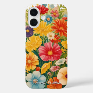Coque Pour iPhone 16 Fleurs hippies Super vintages Rétro