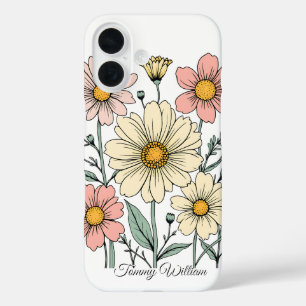 Coque Pour iPhone 16 Fleurs hippies Super vintages Rétro