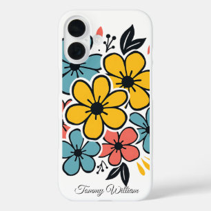 Coque Pour iPhone 16 Fleurs hippies Super vintages Rétro