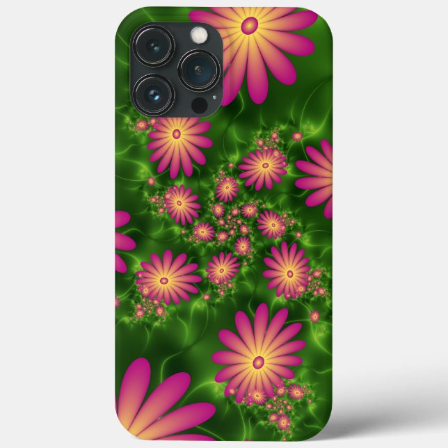 Coques Case-Mate iPhone Fleurs Imaginaires roses Art Fractal Abstrait mode (Verso)