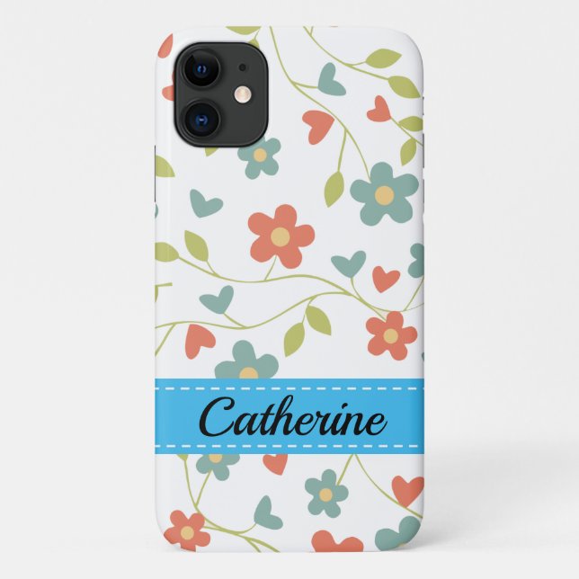 Coques Case-Mate iPhone Fleurs Imprimer avec le nom Coque-coque iphone Mat (Dos)