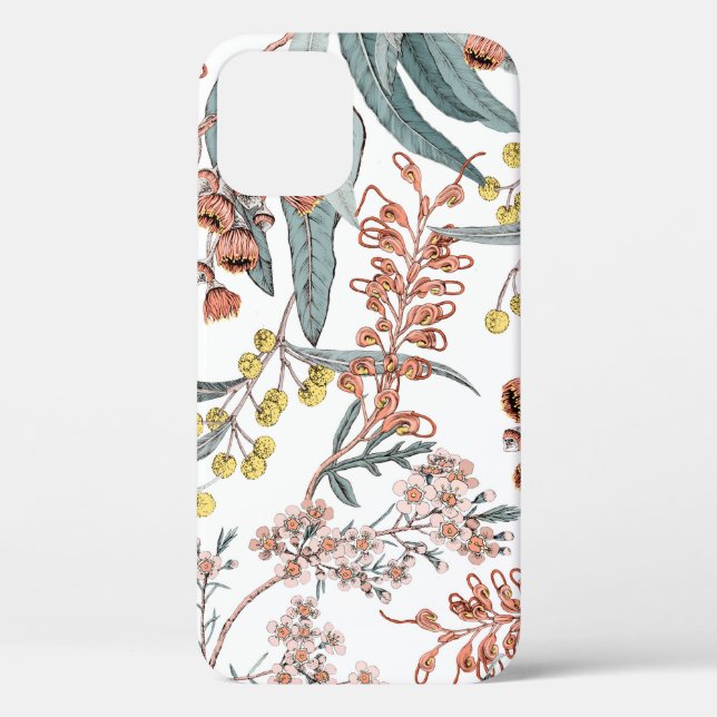 Coques Case-Mate iPhone Fleurs indigènes australiennes. Noir motif transpa (Verso)