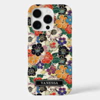 Fleurs Japonaises Colorées Monogrammées