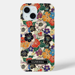 Coque Case-Mate iPhone Fleurs Japonaises Colorées Monogrammées