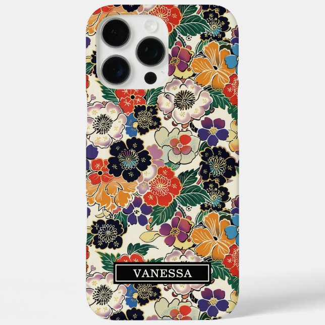Coques Case-Mate iPhone Fleurs Japonaises Colorées Monogrammées (Verso)
