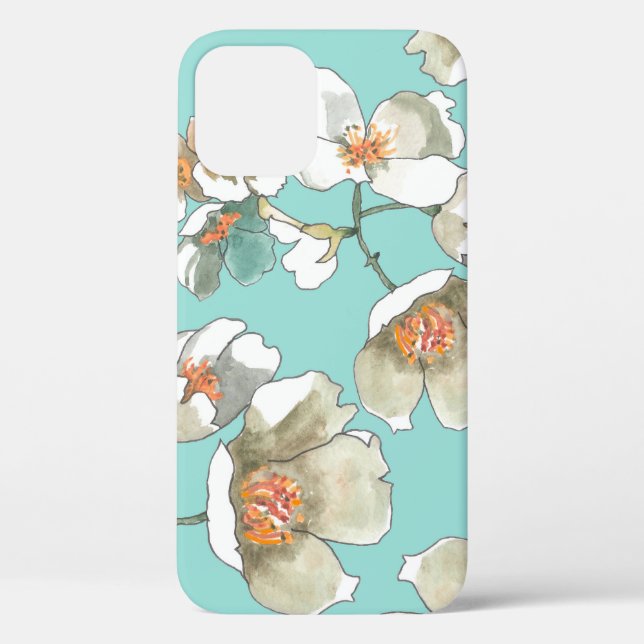Coques Case-Mate iPhone Fleurs Jasmin : Aquarelle Turquoise clair (Verso)
