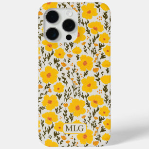 Coque Case-Mate iPhone Fleurs jaunes de prairie fleurie motif & Monogramm