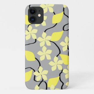 Etui iPhone Case-Mate Fleurs jaunes et grises. Modèle floral