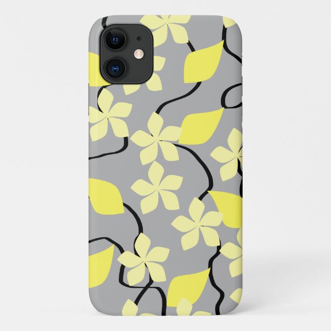 Coques Case-Mate iPhone Fleurs jaunes et grises. Modèle floral (Dos)