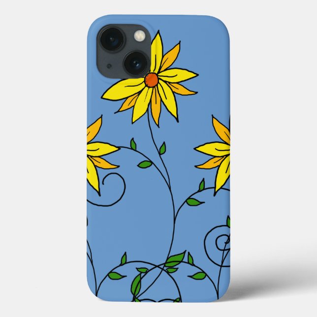 Coques Case-Mate iPhone Fleurs jaunes joyeuses et amusantes Art doodle (Verso)