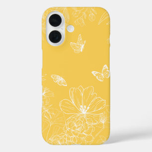 Coque Pour iPhone 16 Fleurs Jaunes Motif, Floral, Minimaliste