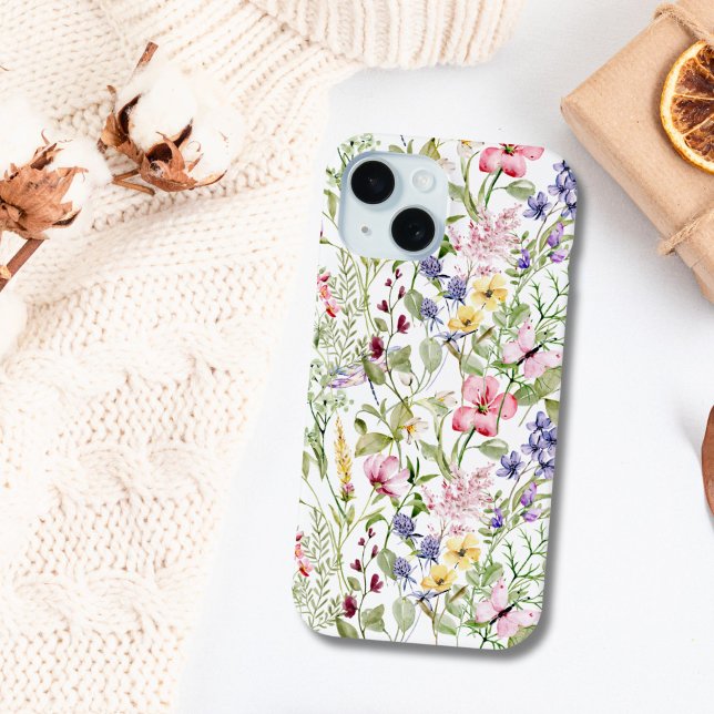 Coques Case-Mate iPhone Fleurs Jaunes Rose fleur sauvage Vert (Pink purple yellow wildflowers iPhone 15 16 14 13 12 11 case.)