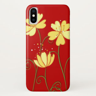 Etui iPhone Case-Mate Fleurs jaunes simples sur le rouge